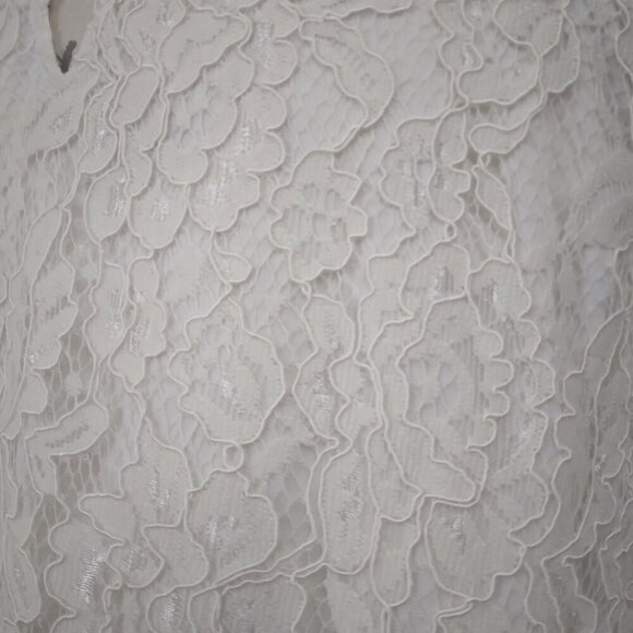 NWT Caroline Rose | Lace Round Neck 3/4 Sleeve Shift Dress Ivory | Size S - Picture 8 of 13